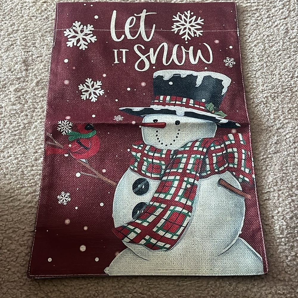 Festive Snowman Welcome Flag - Red and Black Plaid - Picture 2 of 2